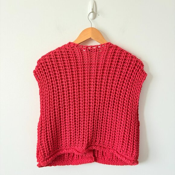 Zara Sleeveless Cropped Knit Sweater Vest Red Blogger Fav Size Small - Picture 7 of 10